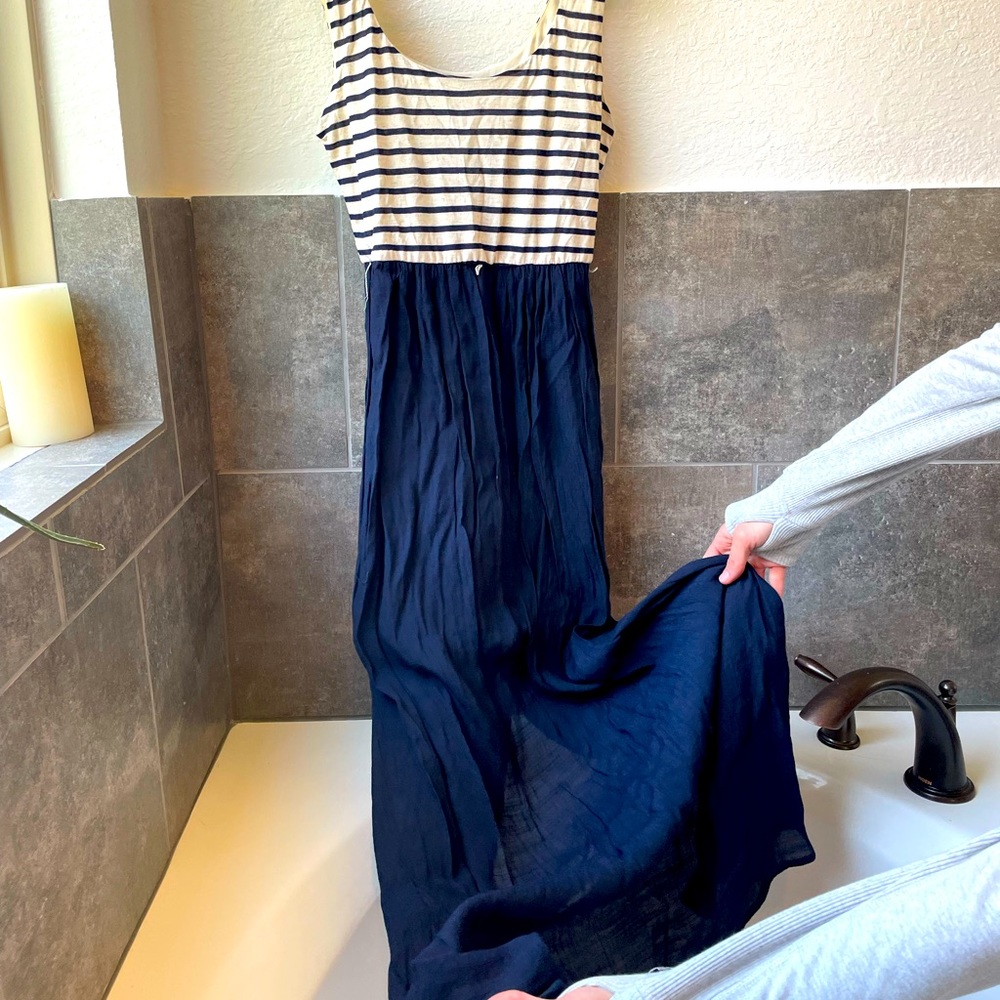 Striped Navy Blue Maxi Dress